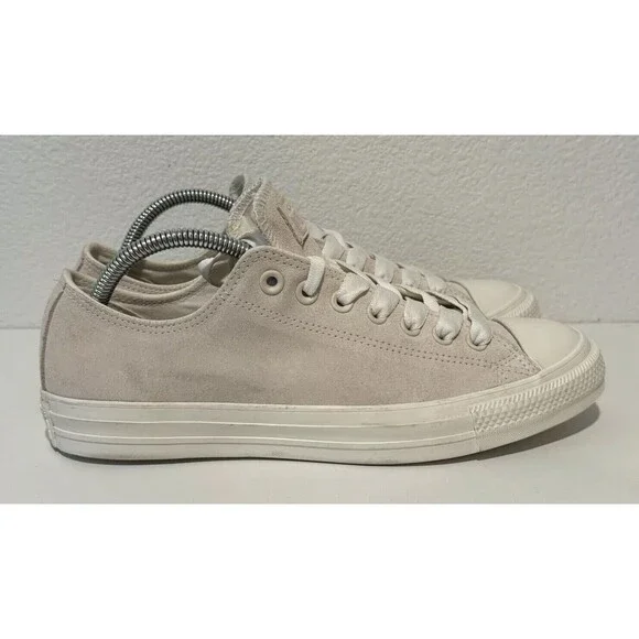 Converse Chuck Taylor All-Star Low Top Beige Suede Mens Sz 8 Womens 10 NEW - Picture 4 of 13